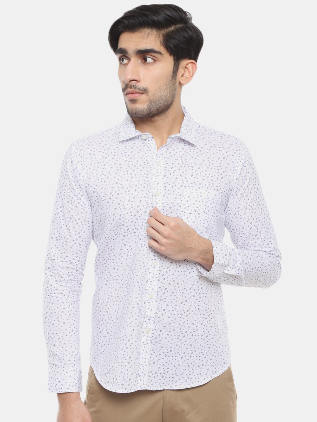 

V-Mart Men White Slim Fit Floral Printed Cotton Casual Shirt