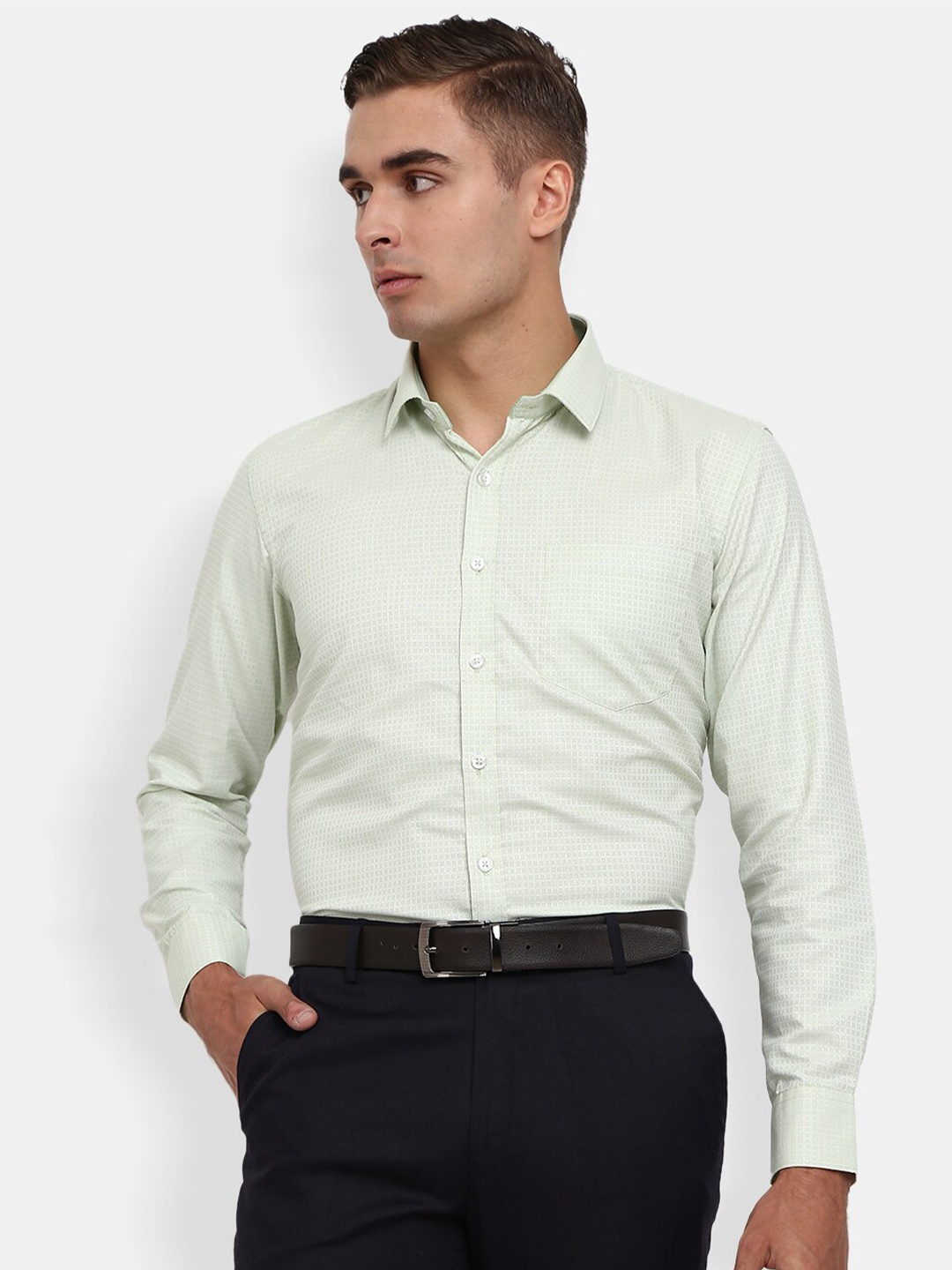 

J White by Vmart Men Green Micro Checks Formal Shirt