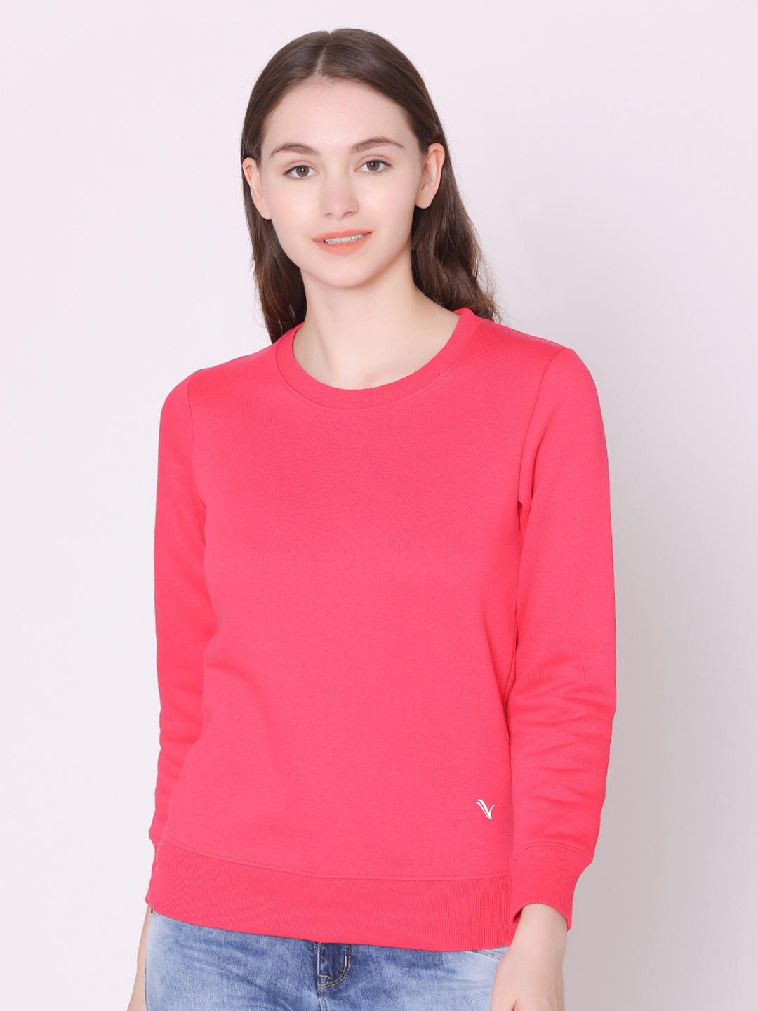 

Vami Women Pink Solid Sweatshirt