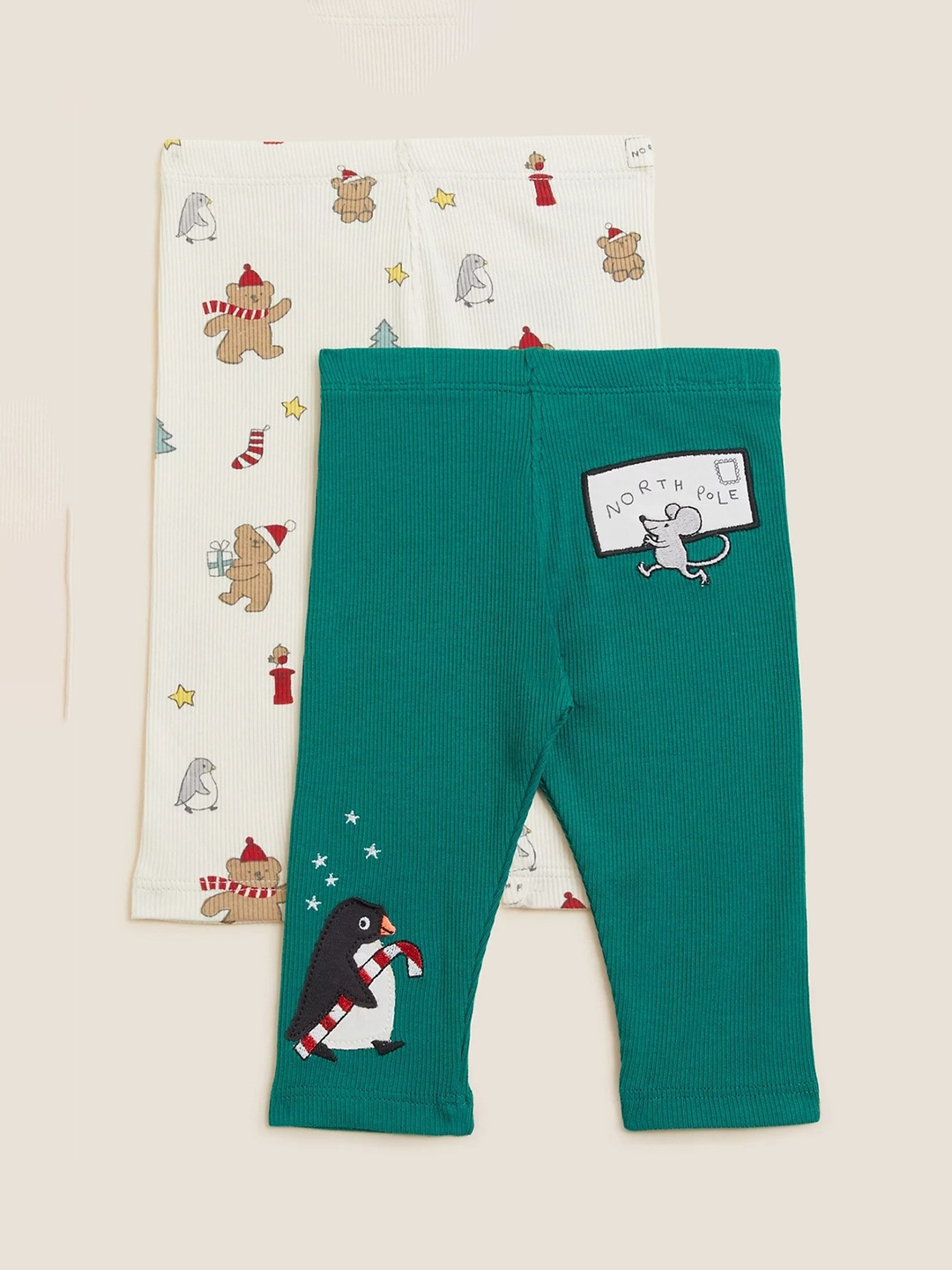 

Marks & Spencer Infants Girls Set Of 2 Cotton Leggings, Green