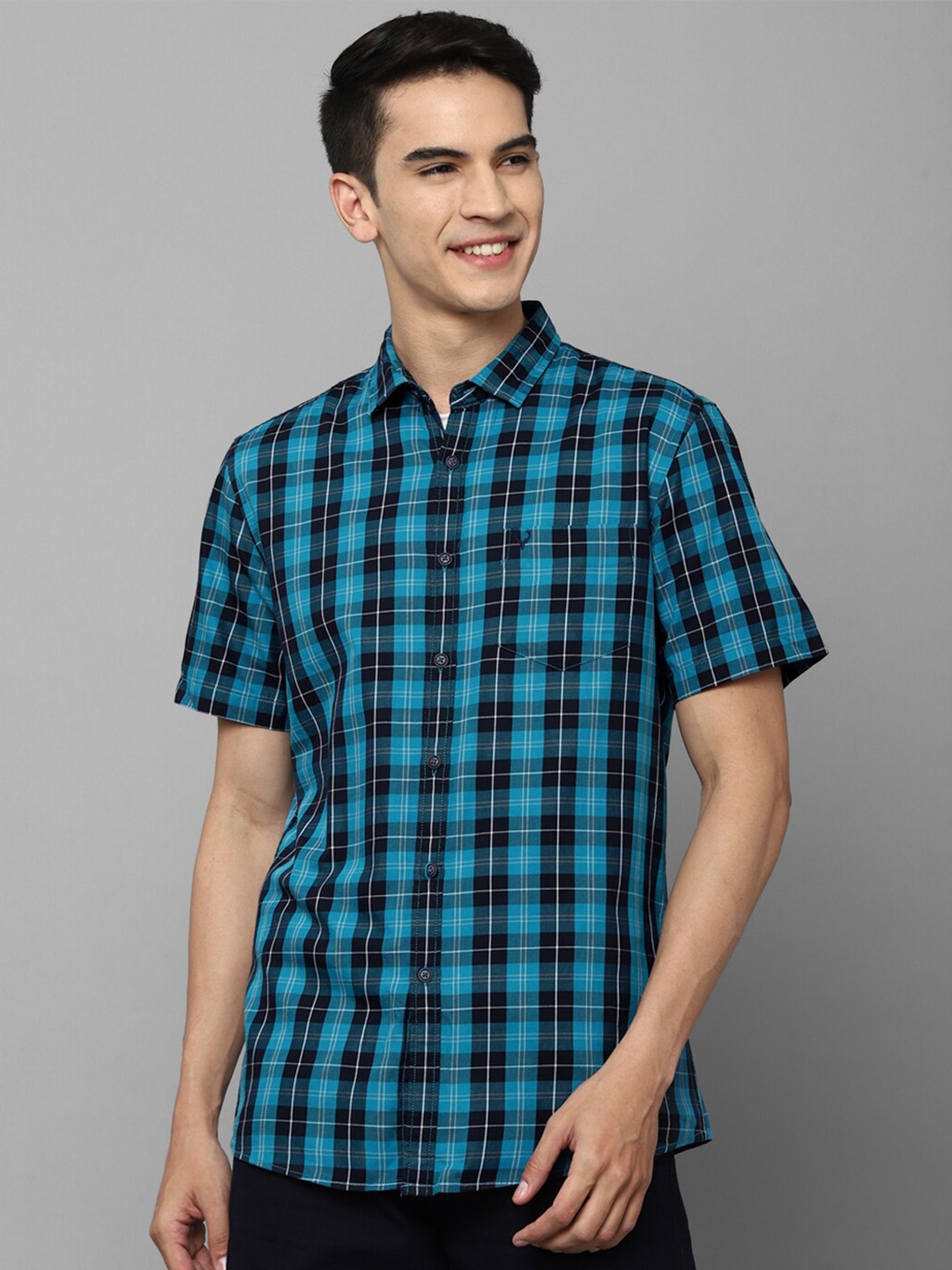 

Allen Solly Sport Men Blue Tartan Checked Cotton Casual Shirt