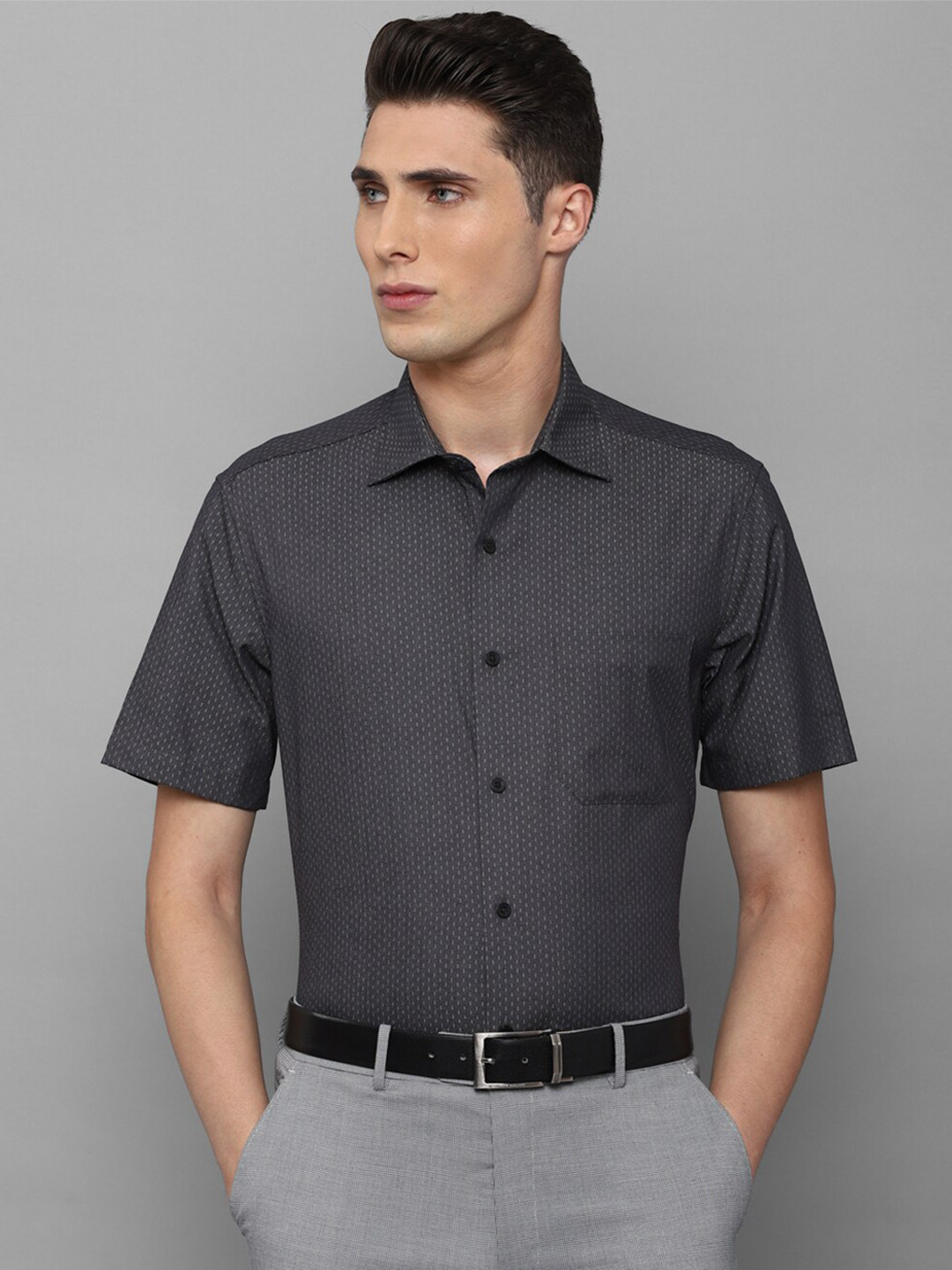 

Louis Philippe Men Grey Cotton Formal Shirt