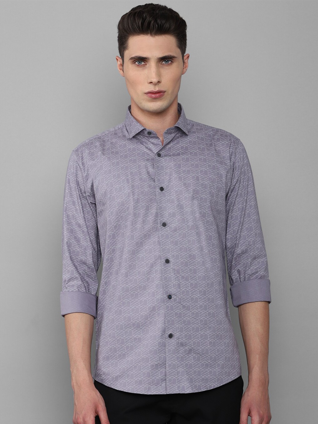 

Louis Philippe Sport Men Grey Slim Fit Printed Casual Cotton Shirt