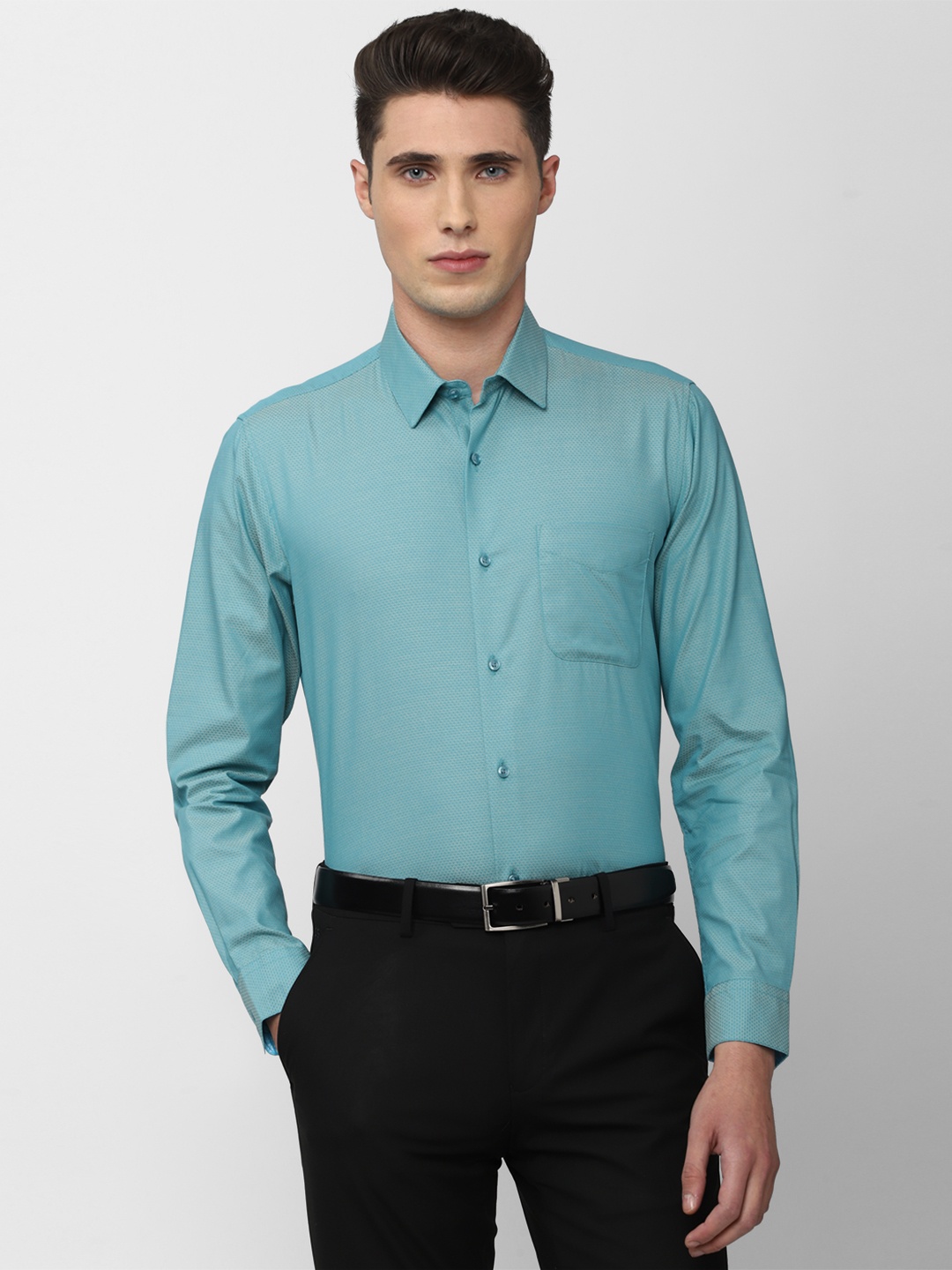 

Peter England Men Blue Cotton Formal Shirt