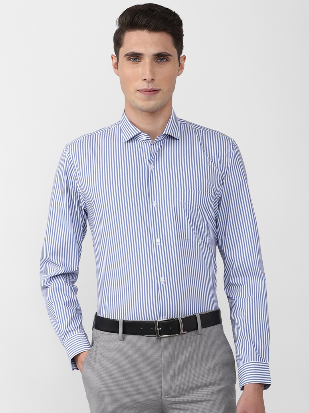 

Peter England Men Blue Slim Fit Striped Formal Shirt