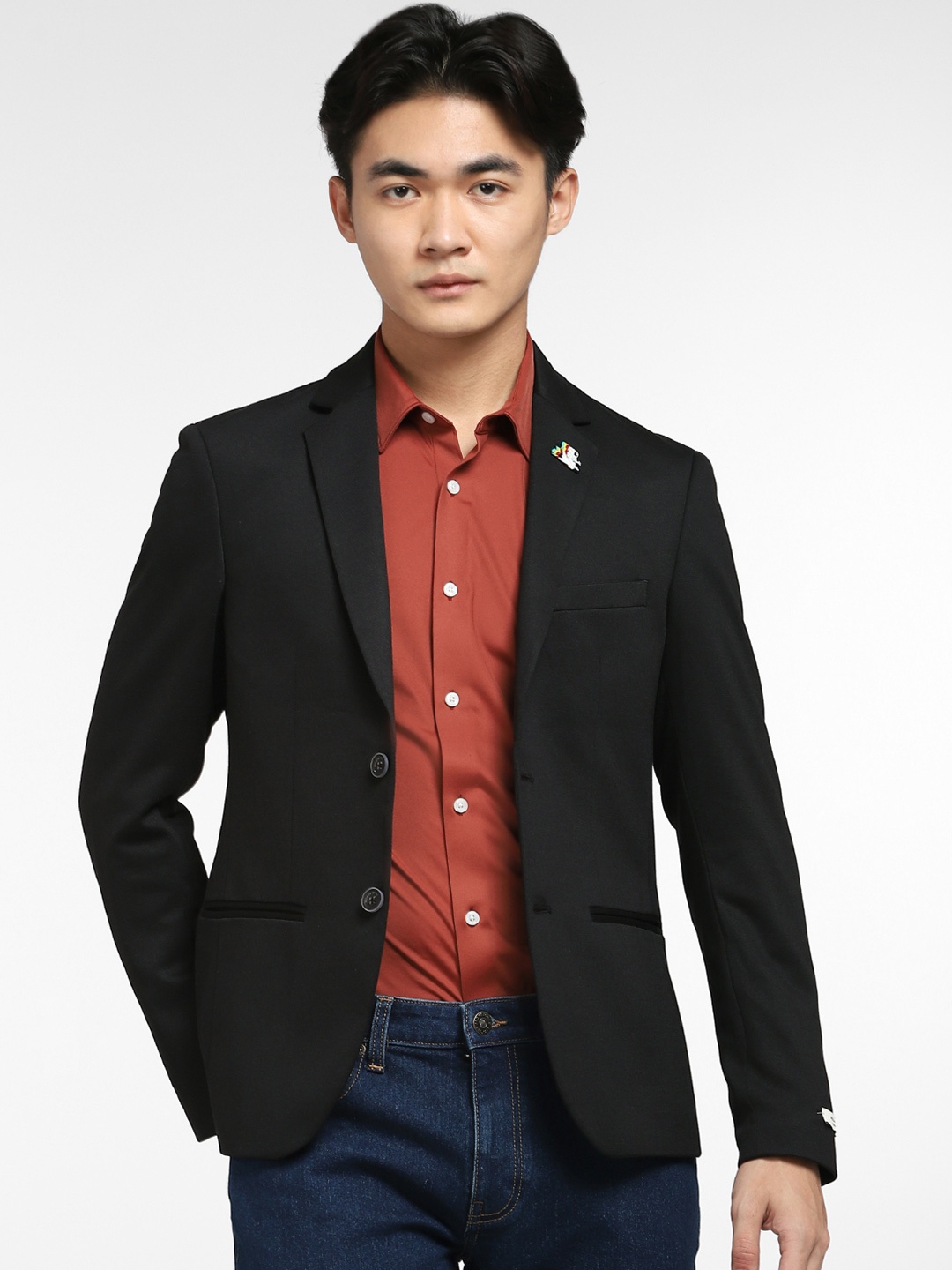 

Jack & Jones Men Black Solid Blazers