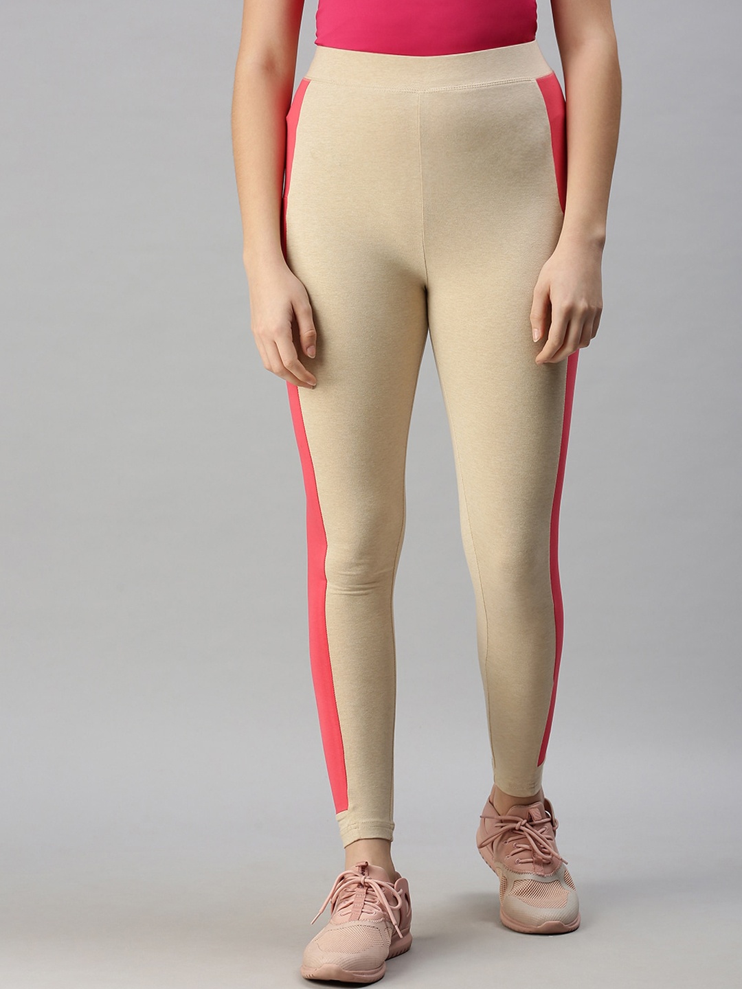 

De Moza Women Beige Solid Cotton Ankle Length Leggings