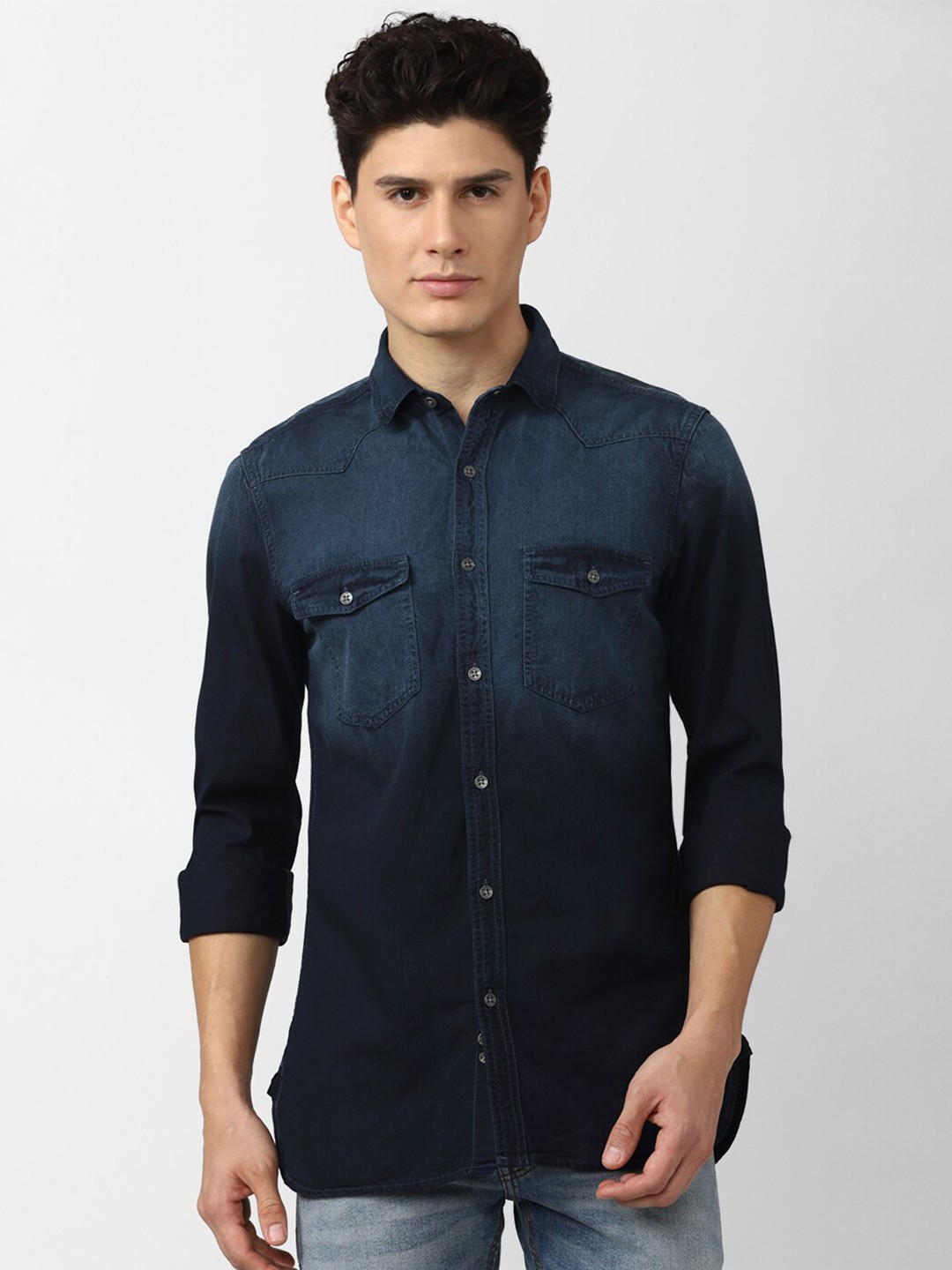 

Peter England Casuals Men Navy Blue Slim Fit Cotton Casual Shirt