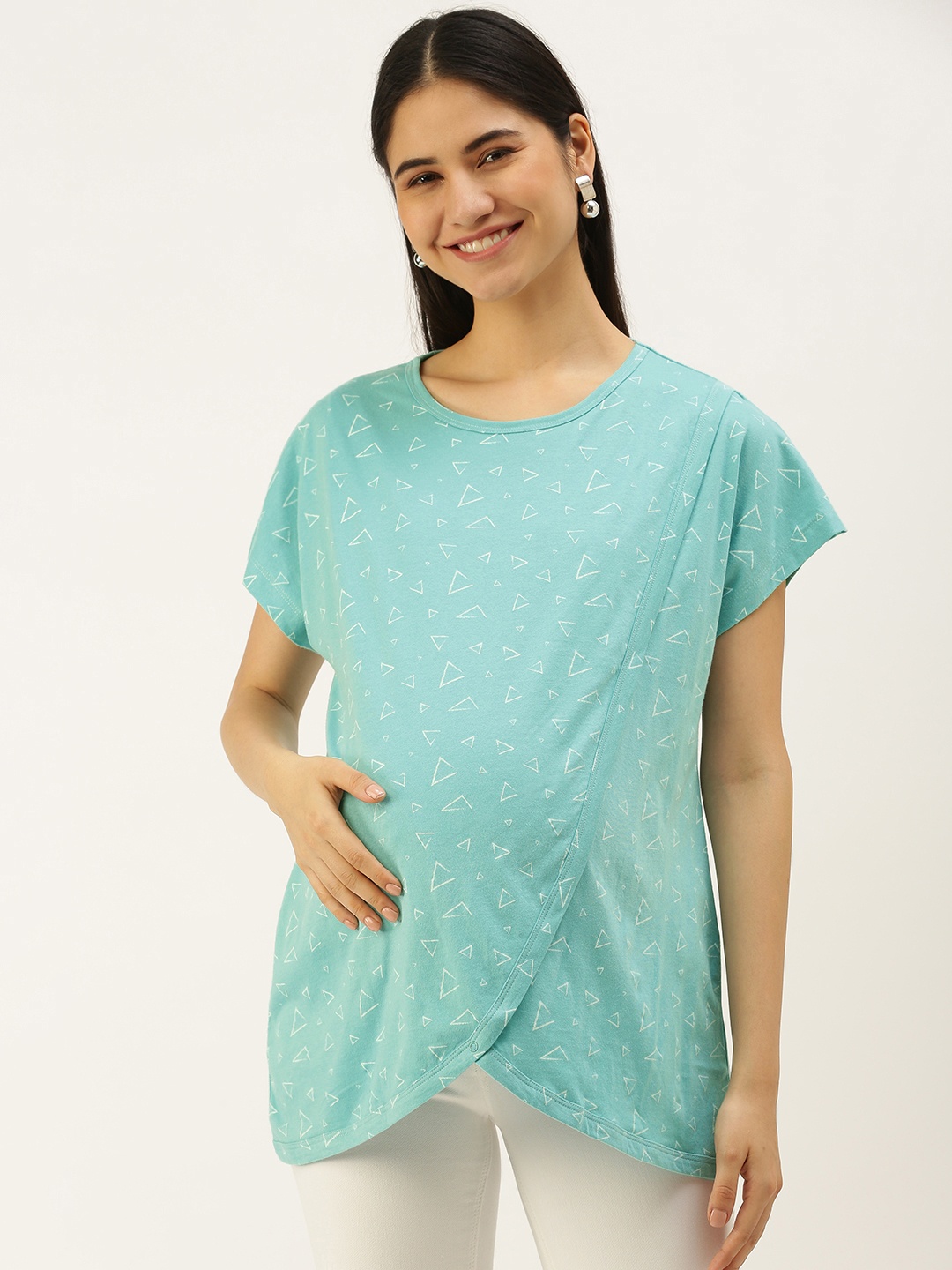 

Nejo Blue Geometric Print Maternity Top