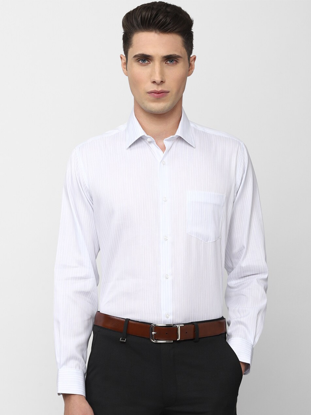 

Van Heusen Men White Striped Formal Shirt