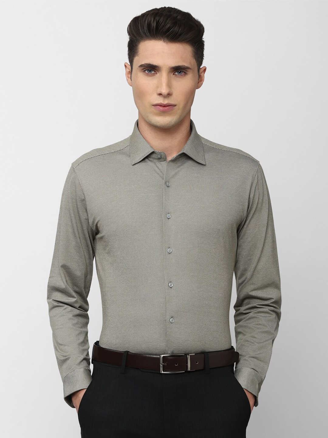 

Van Heusen Men Grey Slim Fit Formal Cotton Shirt