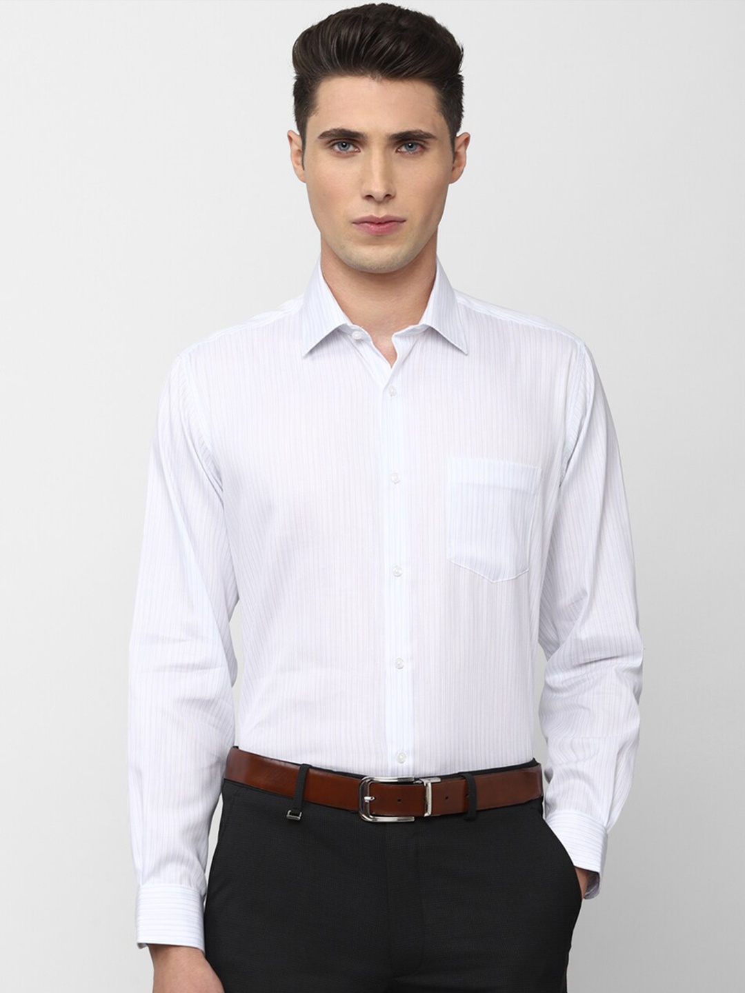 

Van Heusen Men White Striped Pure Cotton Formal Shirt