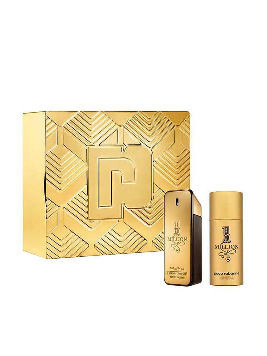 

Paco Rabanne Men 1 Million Eau de Toilette 100ml with Deodorant 150ml, Transparent