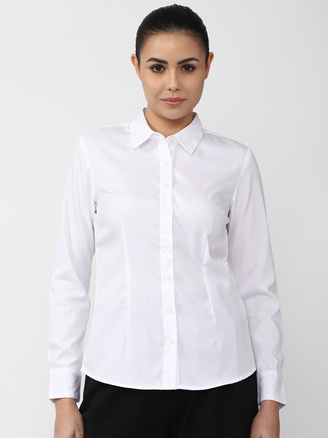 

Van Heusen Woman Women White Solid Pure Cotton Formal Shirt