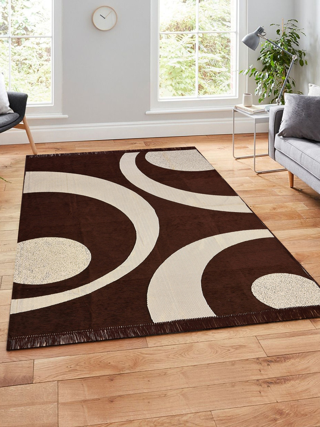 

MULTITEX Brown Abstract Print Anti-Skid Carpets