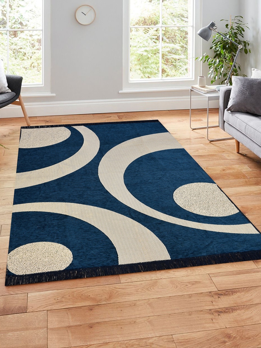 

MULTITEX Navy Blue Geometric Printed Carpet