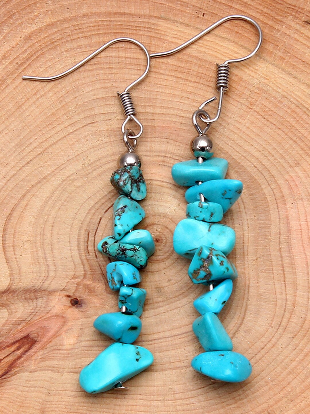 

Young & Forever Turquoise Blue & Silver Plated Teardrop Shaped Drop Earrings