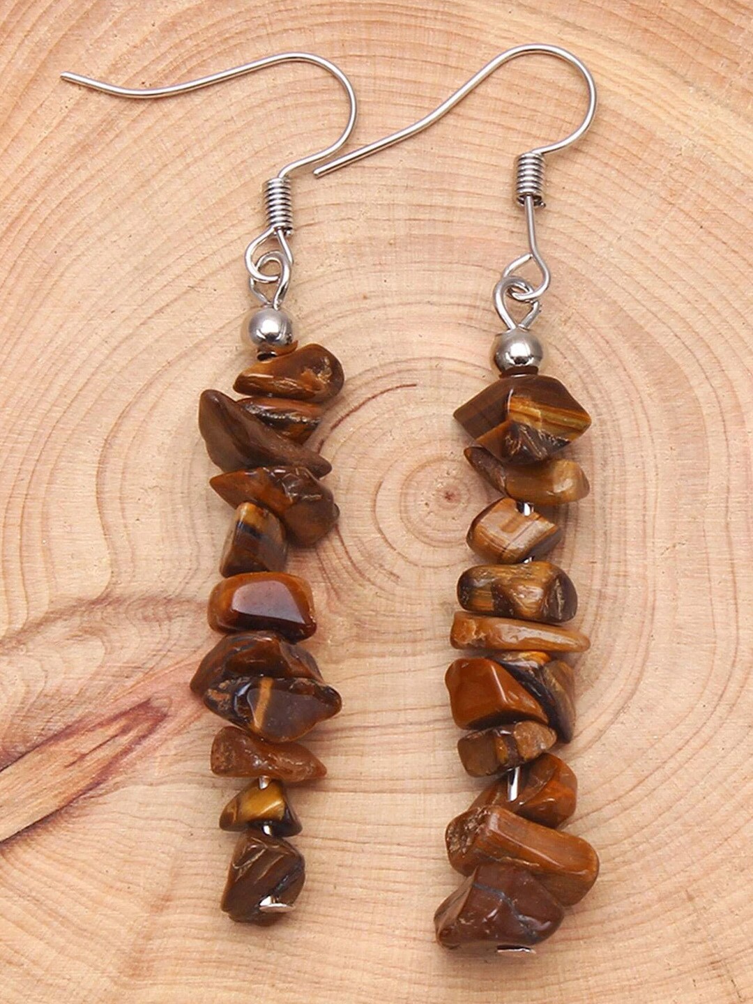 

Young & Forever Women Brown Teardrop Shaped Drop Earrings