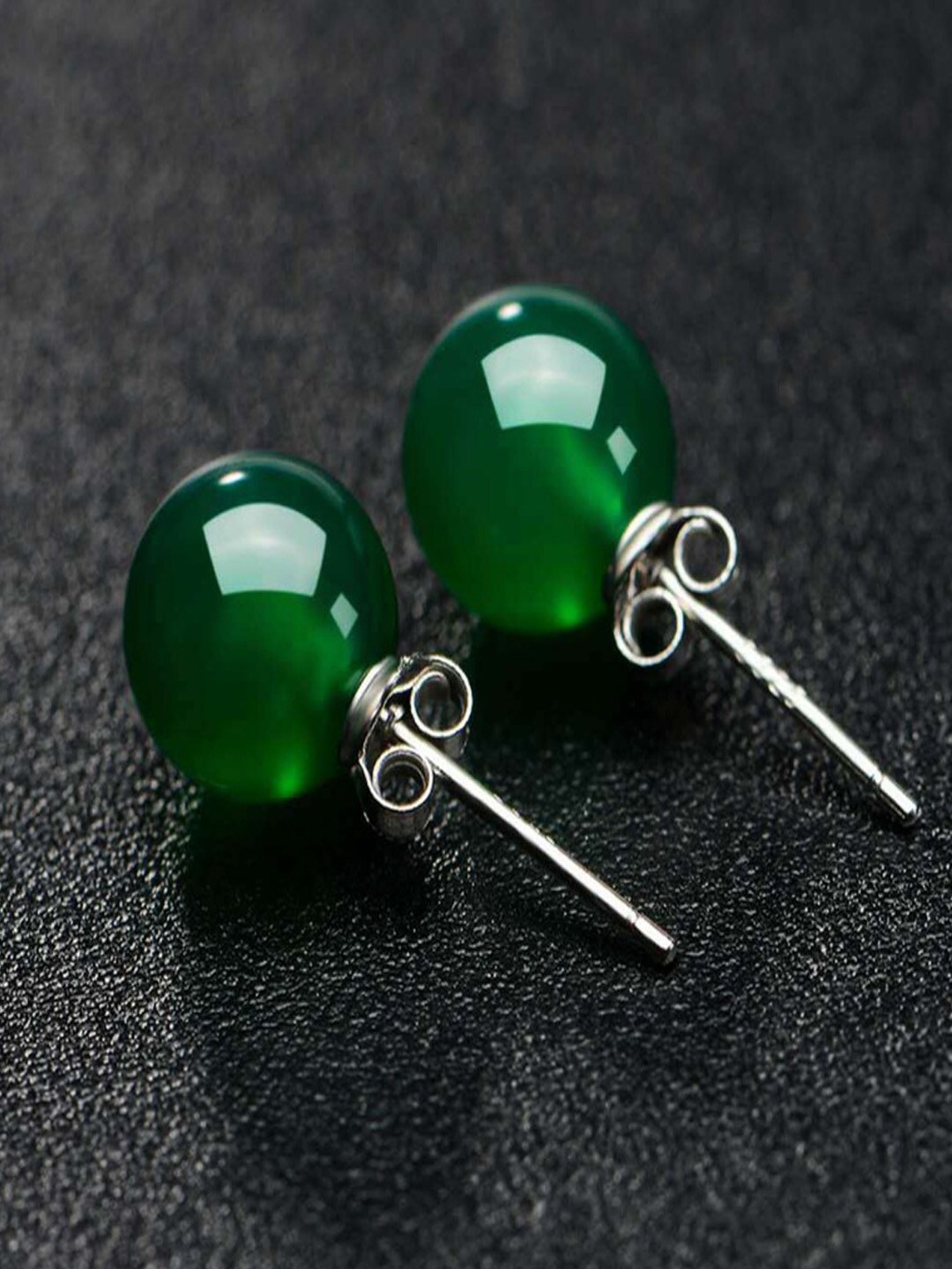 

Young & Forever Sea Green Silver-Plated Sterling Silver Spherical Studs Earrings