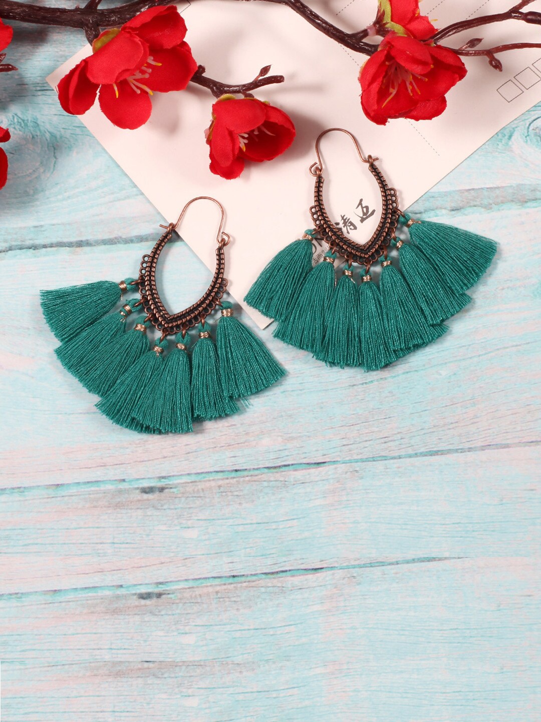 

Young & Forever Green Silver Plated Oval Hoop Earrings