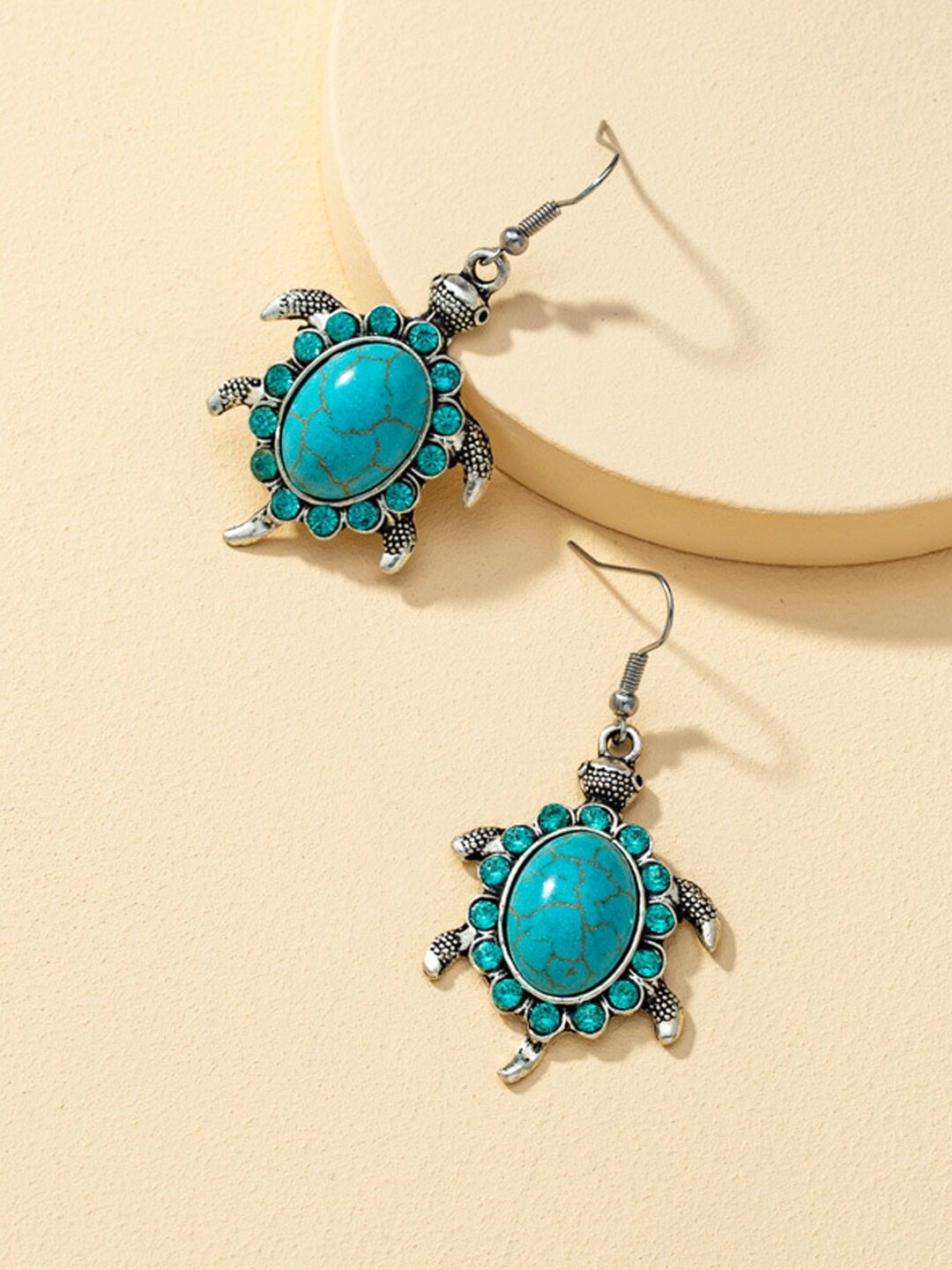 

Young & Forever Women Turquoise Blue Stone Dreamcatcher Drop Earrings