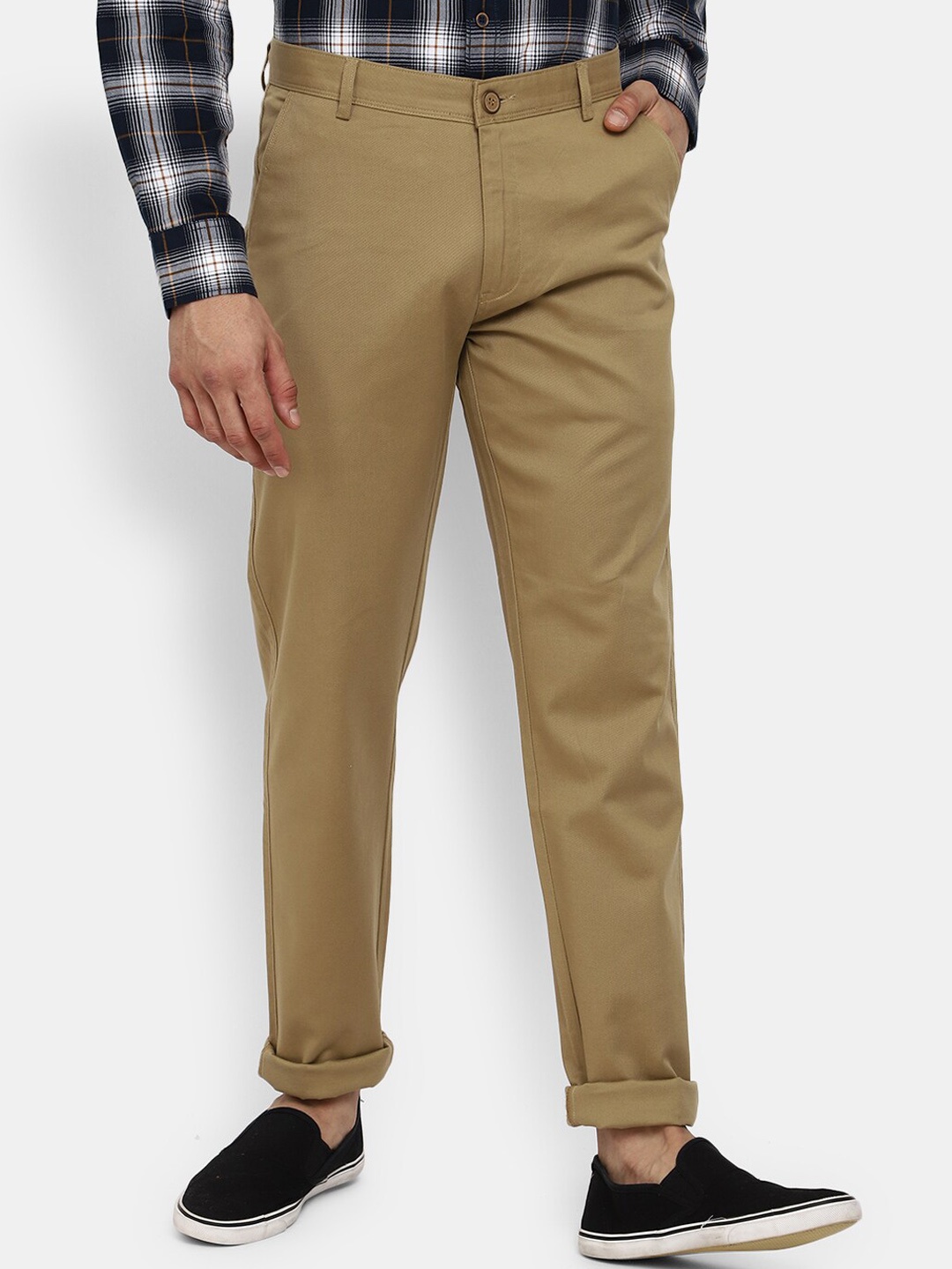 

V-Mart Men Khaki Slim Fit Easy Wash Chinos Trousers