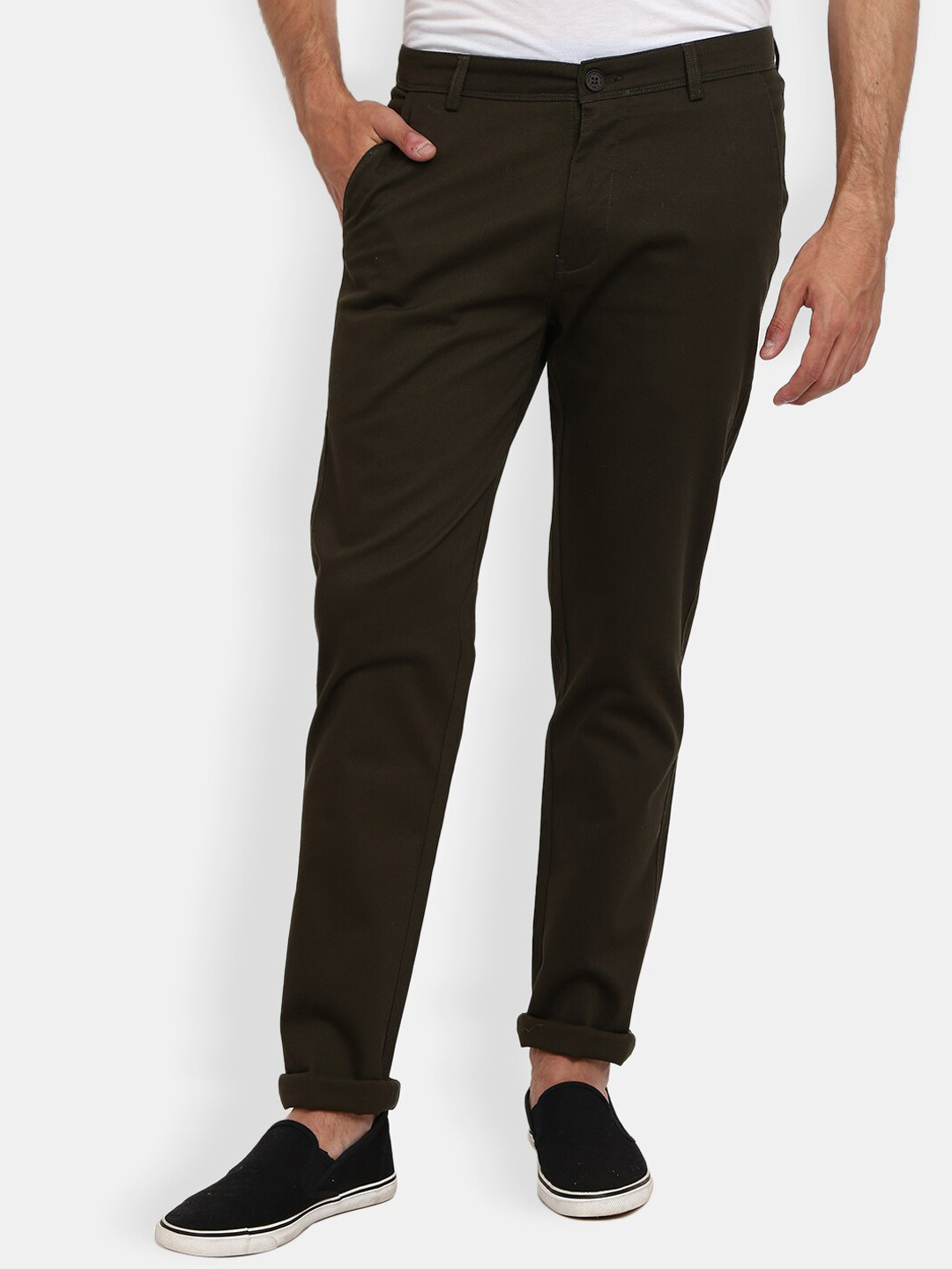 

V-Mart Men Olive Green Slim Fit Easy Wash Trouser