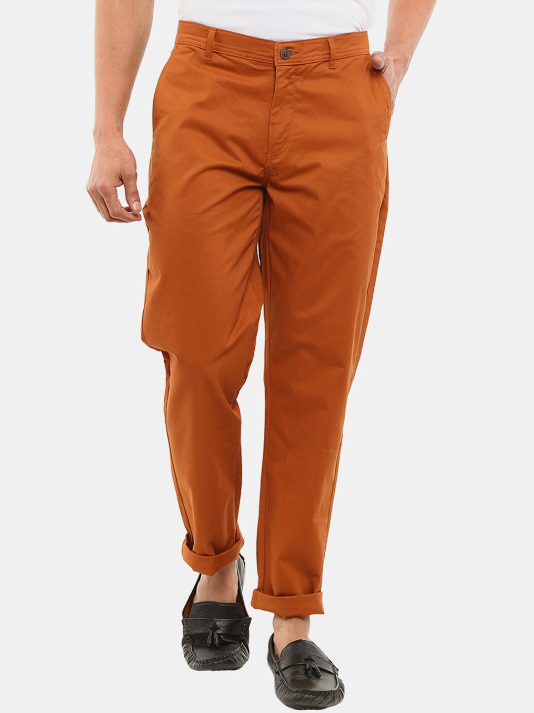 

V-Mart Men Rust Slim Fit Easy Wash Chinos Trousers