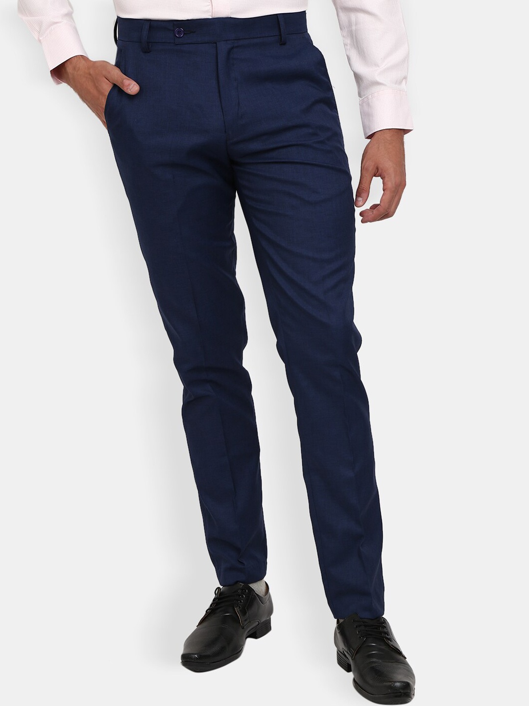 

J White by Vmart Men Navy Blue Slim Fit Easy Wash Formal Trouser