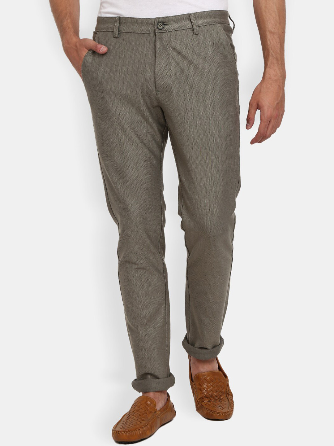 

V-Mart Men Olive Green Slim Fit Easy Wash Chinos Trouser