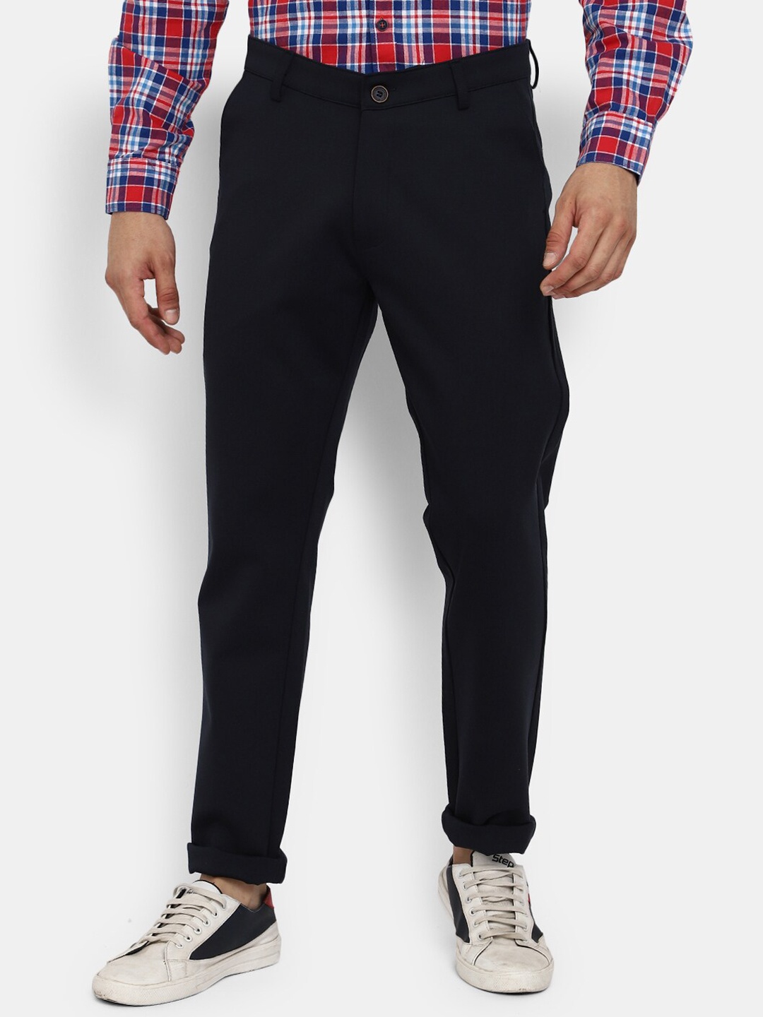 

V-Mart Men Navy Blue Slim Fit Easy Wash Chinos Trousers