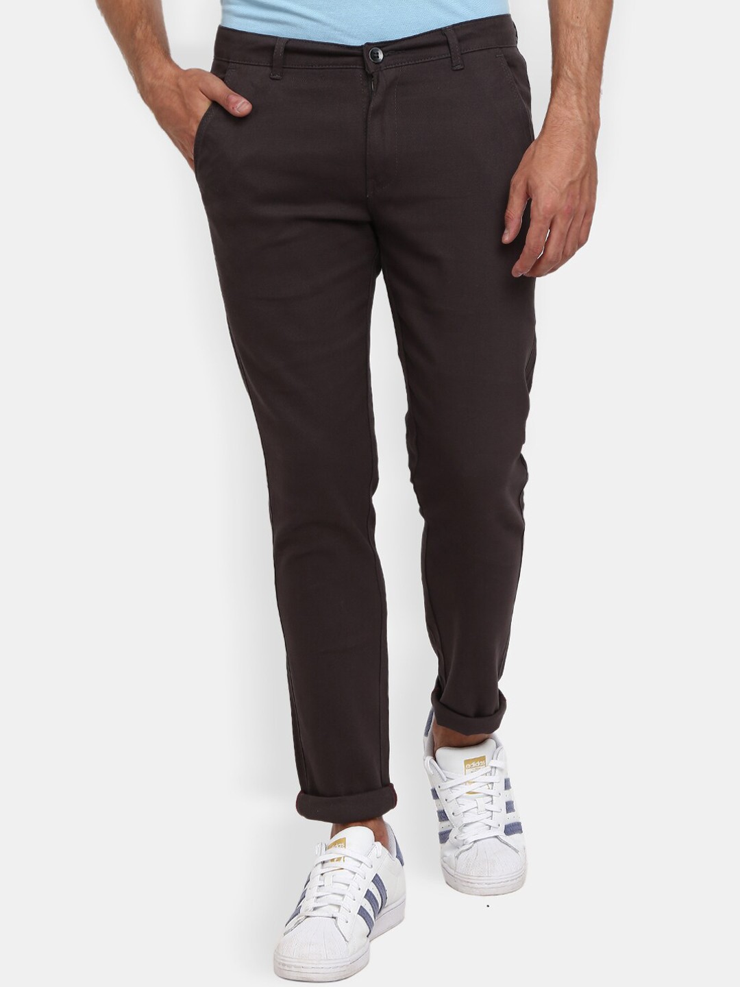 

V-Mart Men Coffee Brown Solid Cotton Chinos Trousers