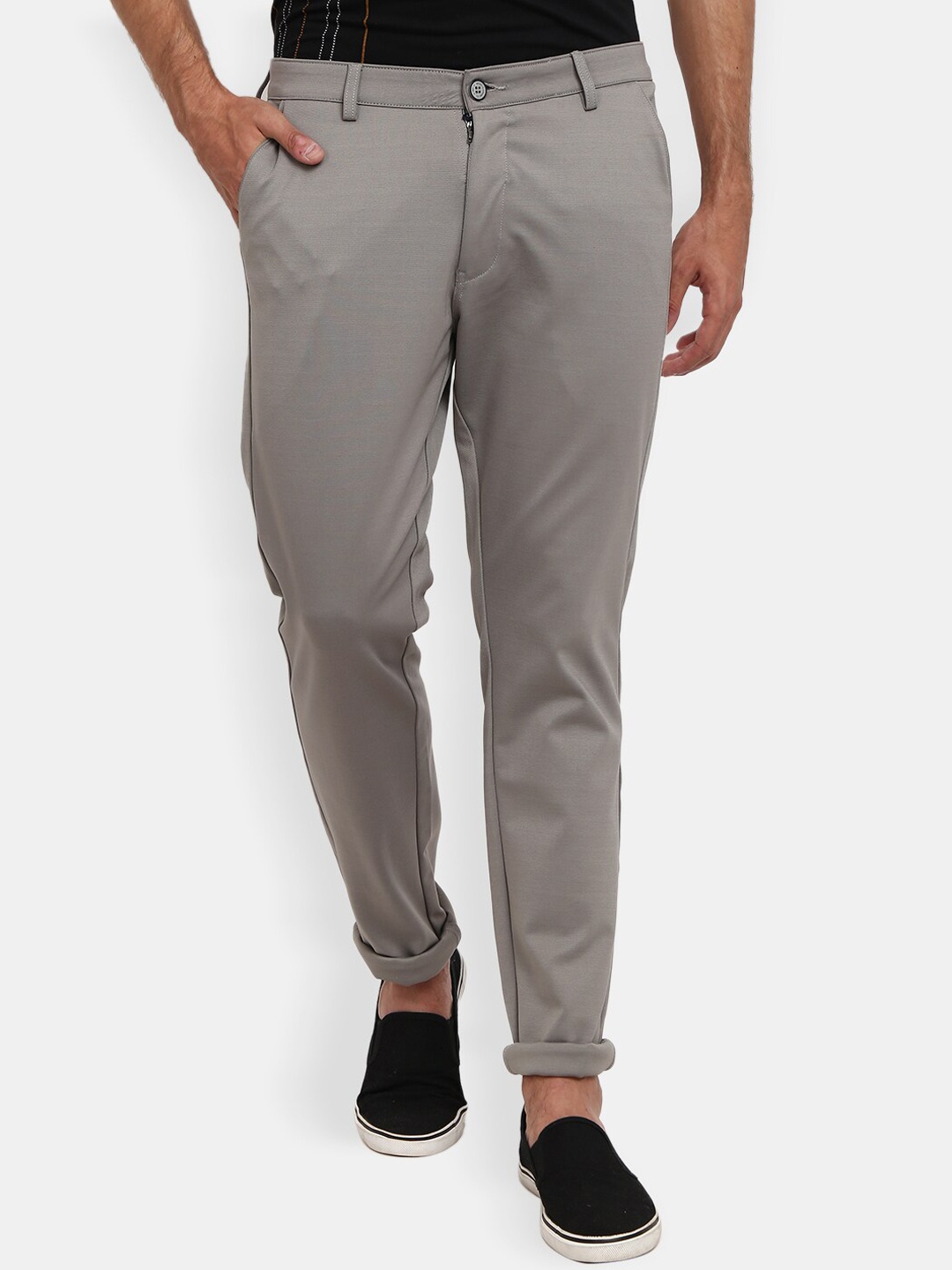

V-Mart Men Grey Slim Fit Easy Wash Cotton Chinos Trousers