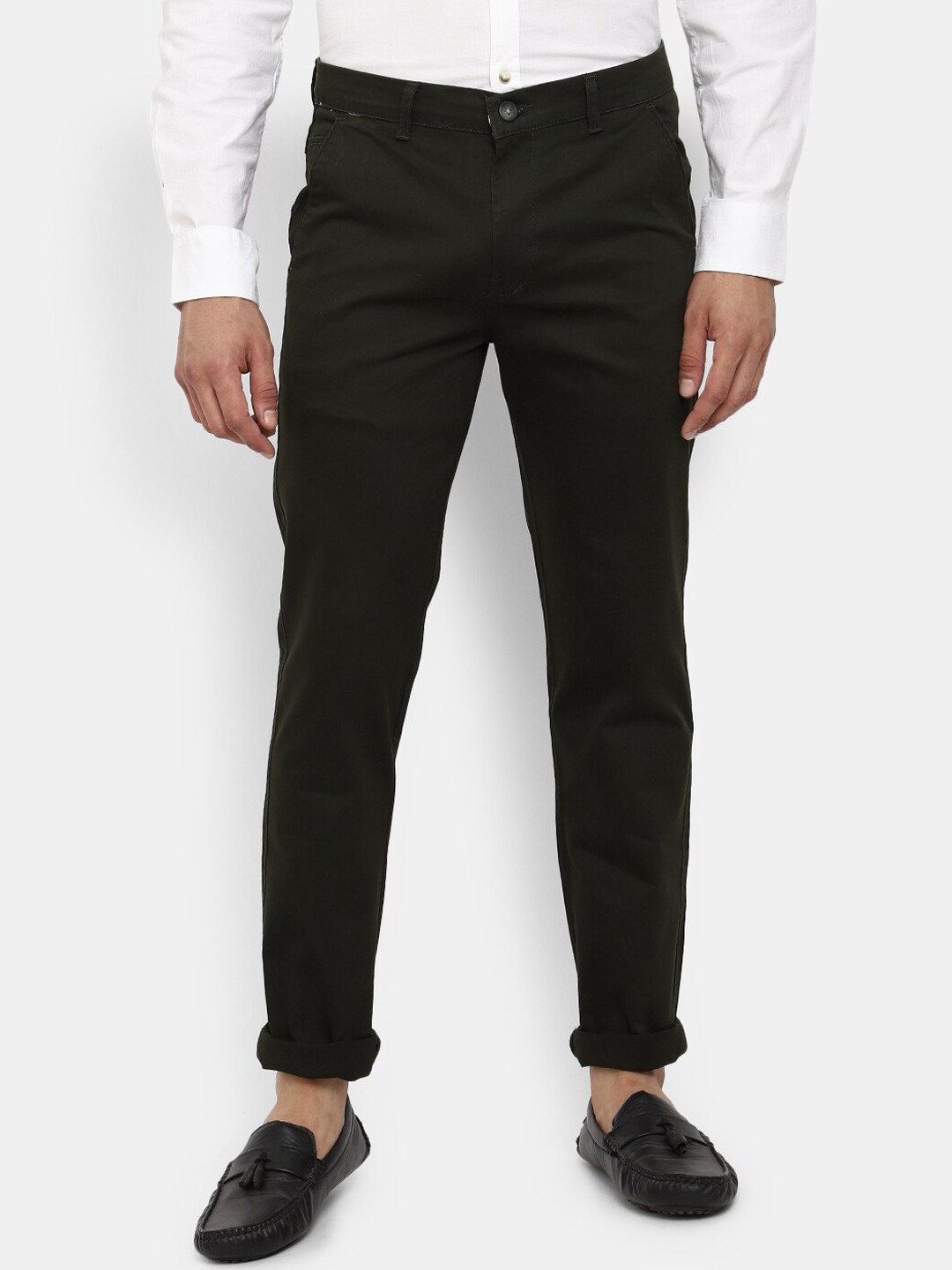 

V-Mart Men Olive Green Slim Fit Easy Wash Trouser