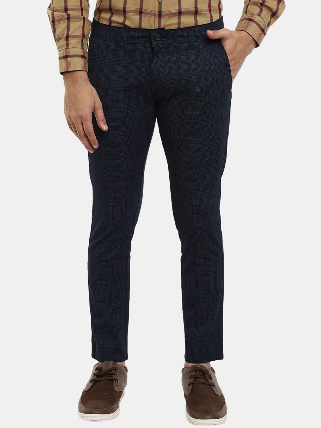 

V-Mart Men Navy Blue Mid Rise Regular Fit Cotton Chinos Trousers