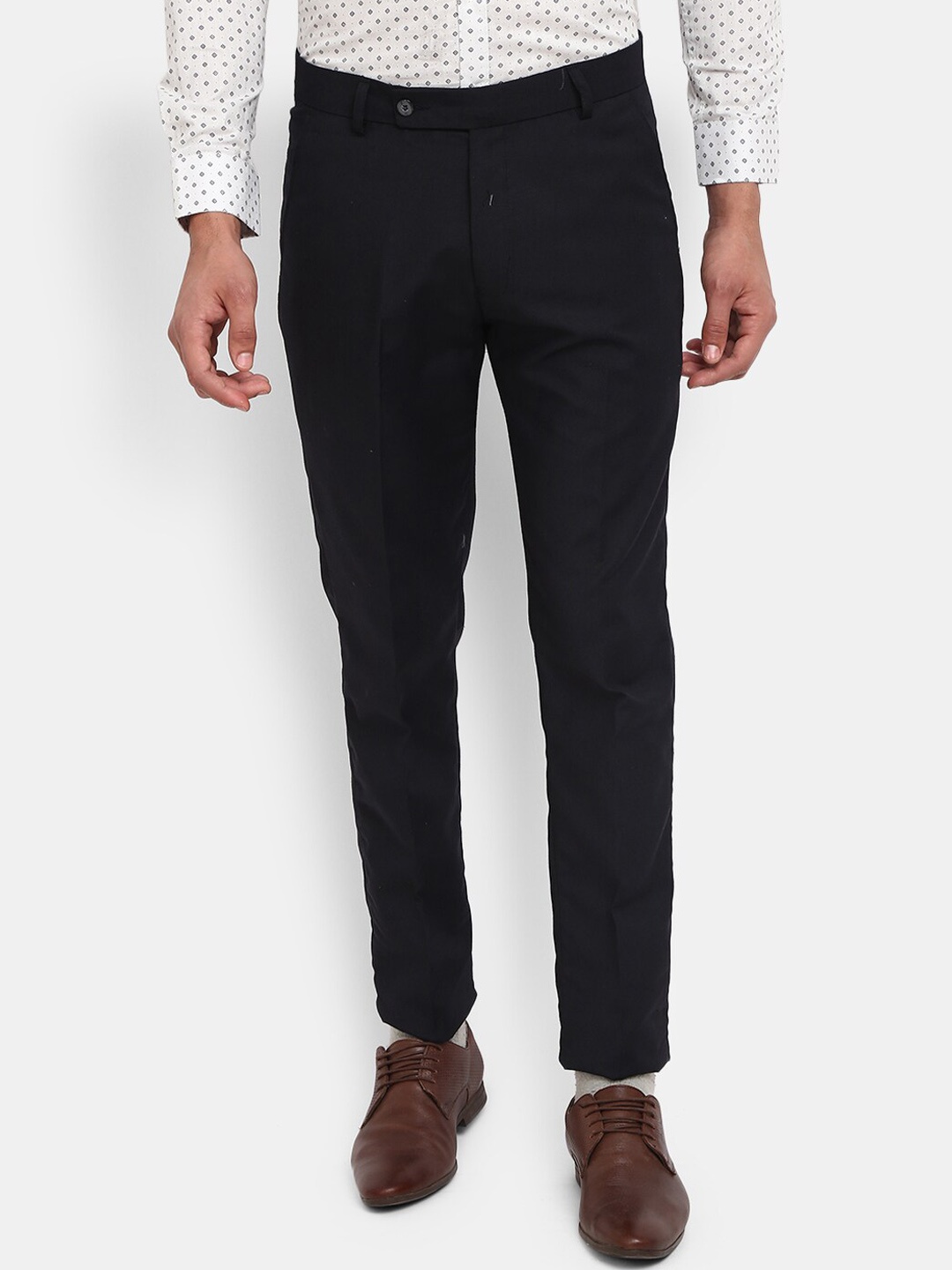 

J White by Vmart Men Navy Blue Slim Fit Easy Wash Formal Trousers