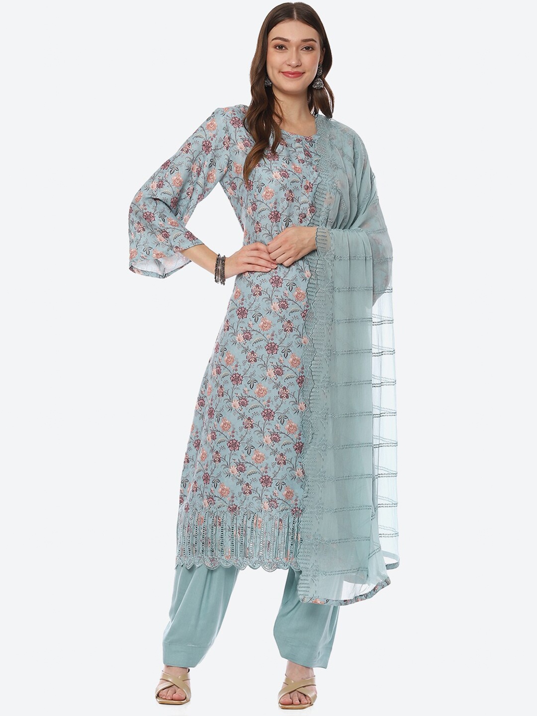 

Biba Blue & Purple Printed Unstitched Dress Material