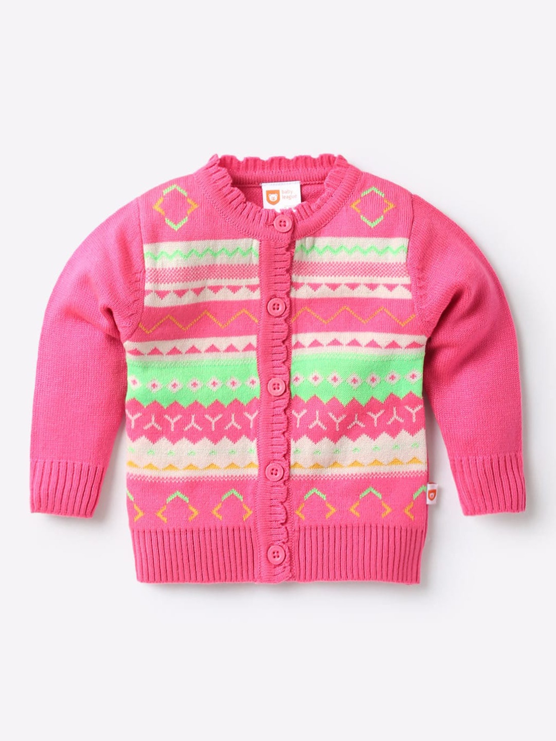

612League Girls Pink & Green Sweater Vest