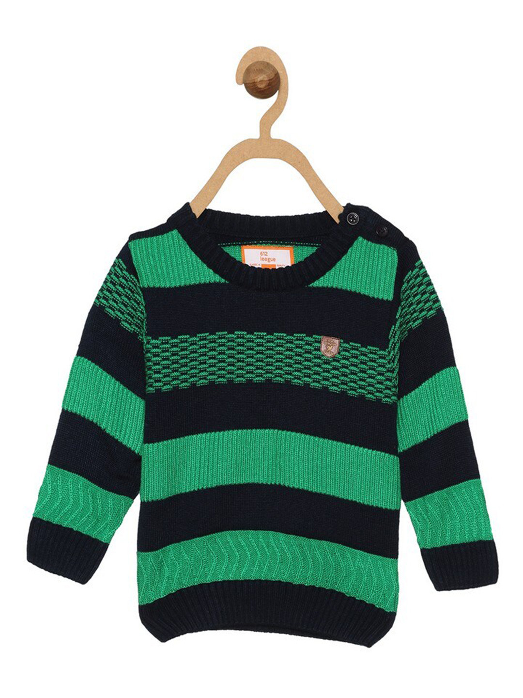 

612League Boys Blue & Green Striped Striped Pullover