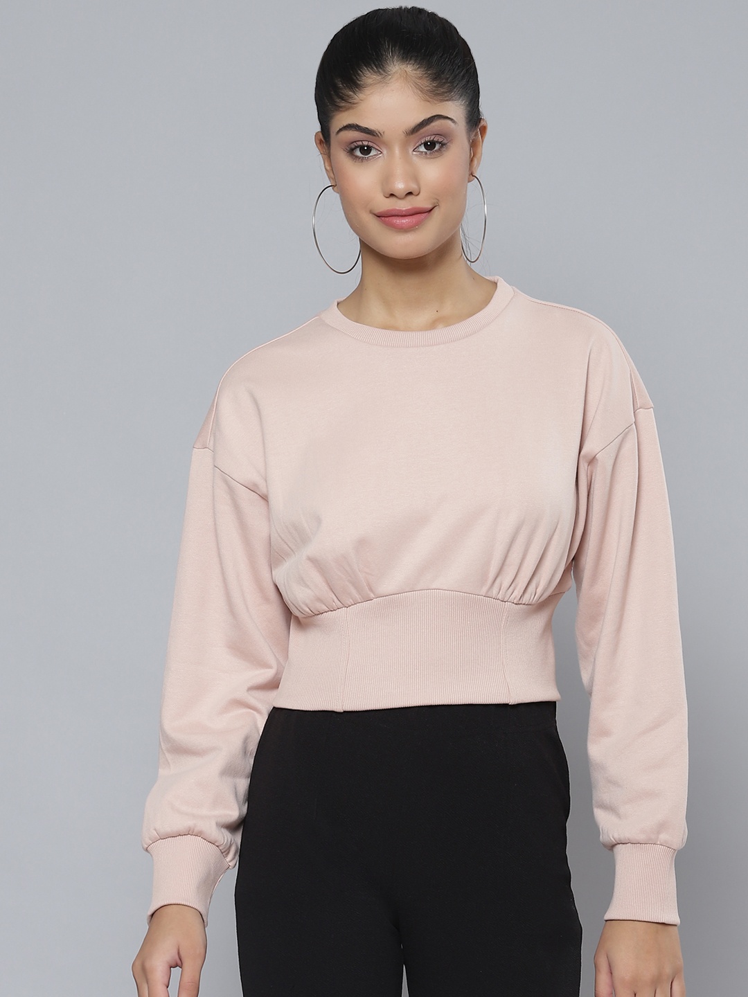 

VividArtsy Women Pink Solid Sweatshirt