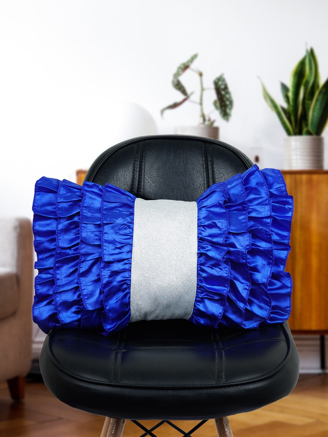 

Crazy Corner Blue Solid Pre-Filled Cushions