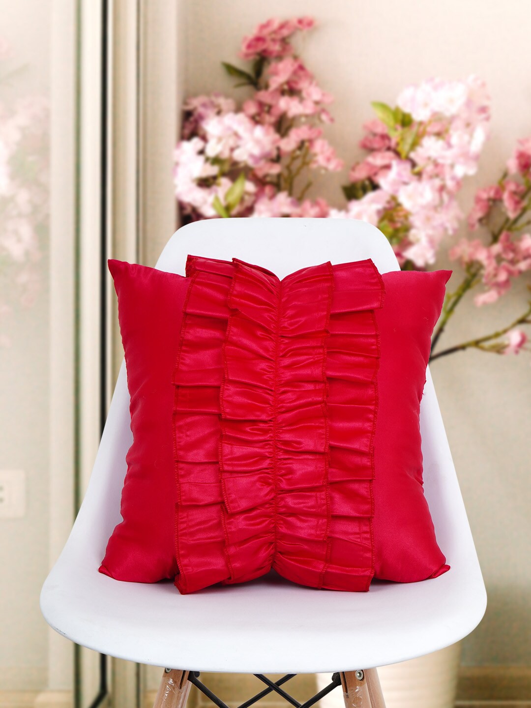 

Crazy Corner Red Frill Square Cushion