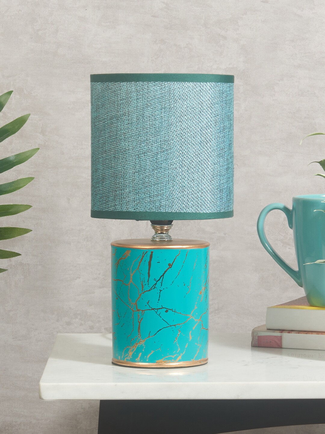 

HomeTown Teal Blue Textured Twilight Table Lamps