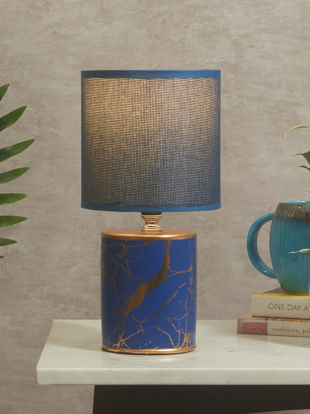 

HomeTown Indigo & Golden-Coloured Textured Twilight Table Lamp, Blue