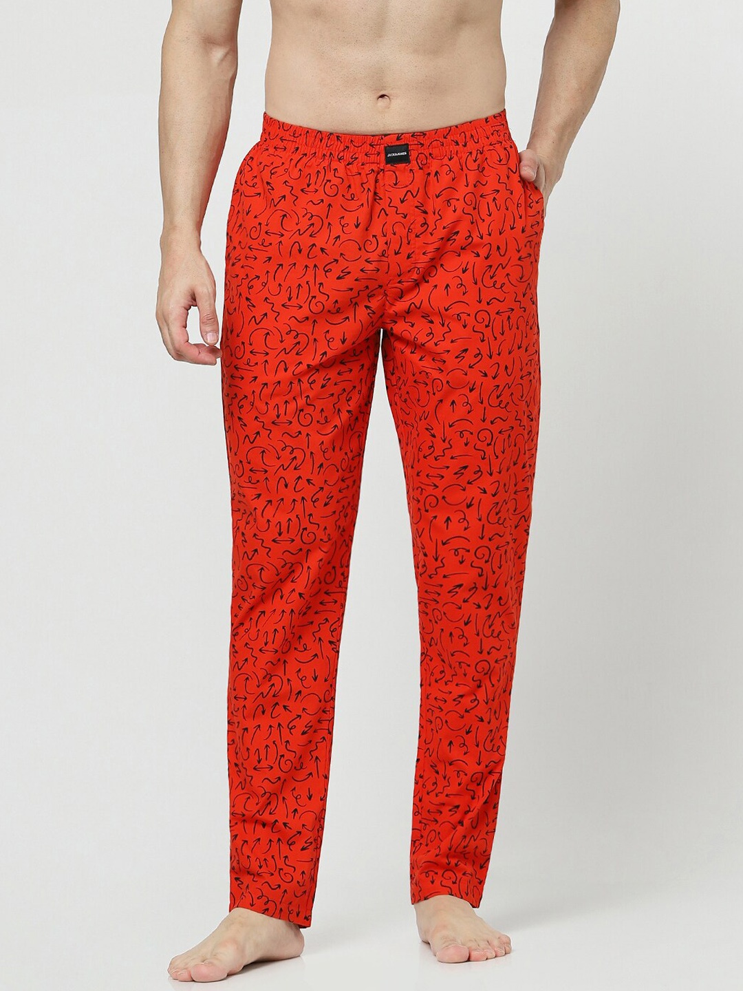 

Jack & Jones Men Red Printed Cotton Lounge Pants