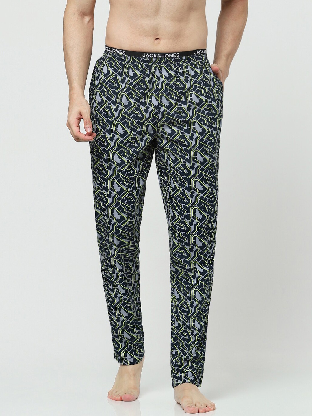 

Jack & Jones Men Blue Printed Cotton Lounge Pant