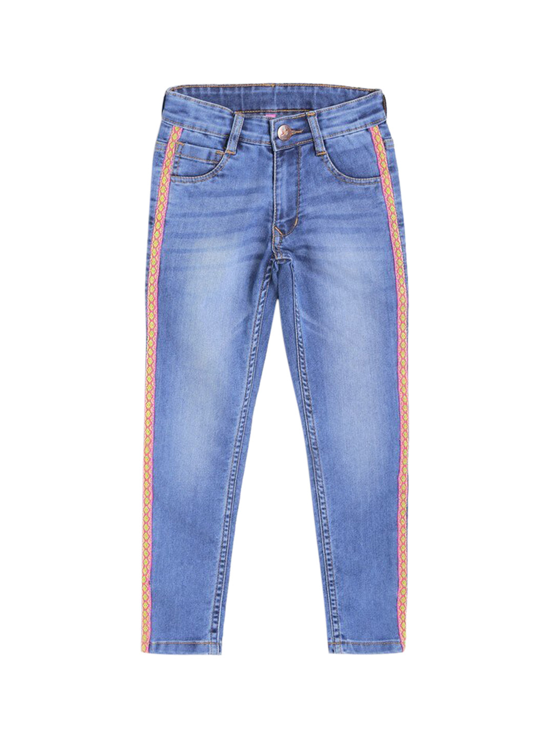 

612League Girls Blue Slim Fit Light Fade Stretchable Jeans