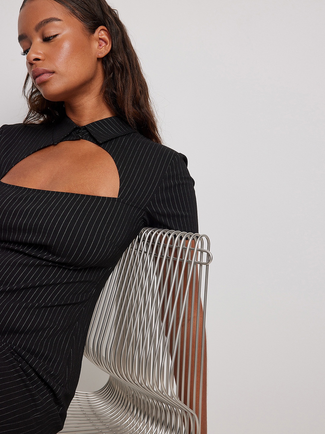 

NA-KD Women Black & White Striped Bodycon Mini Dress