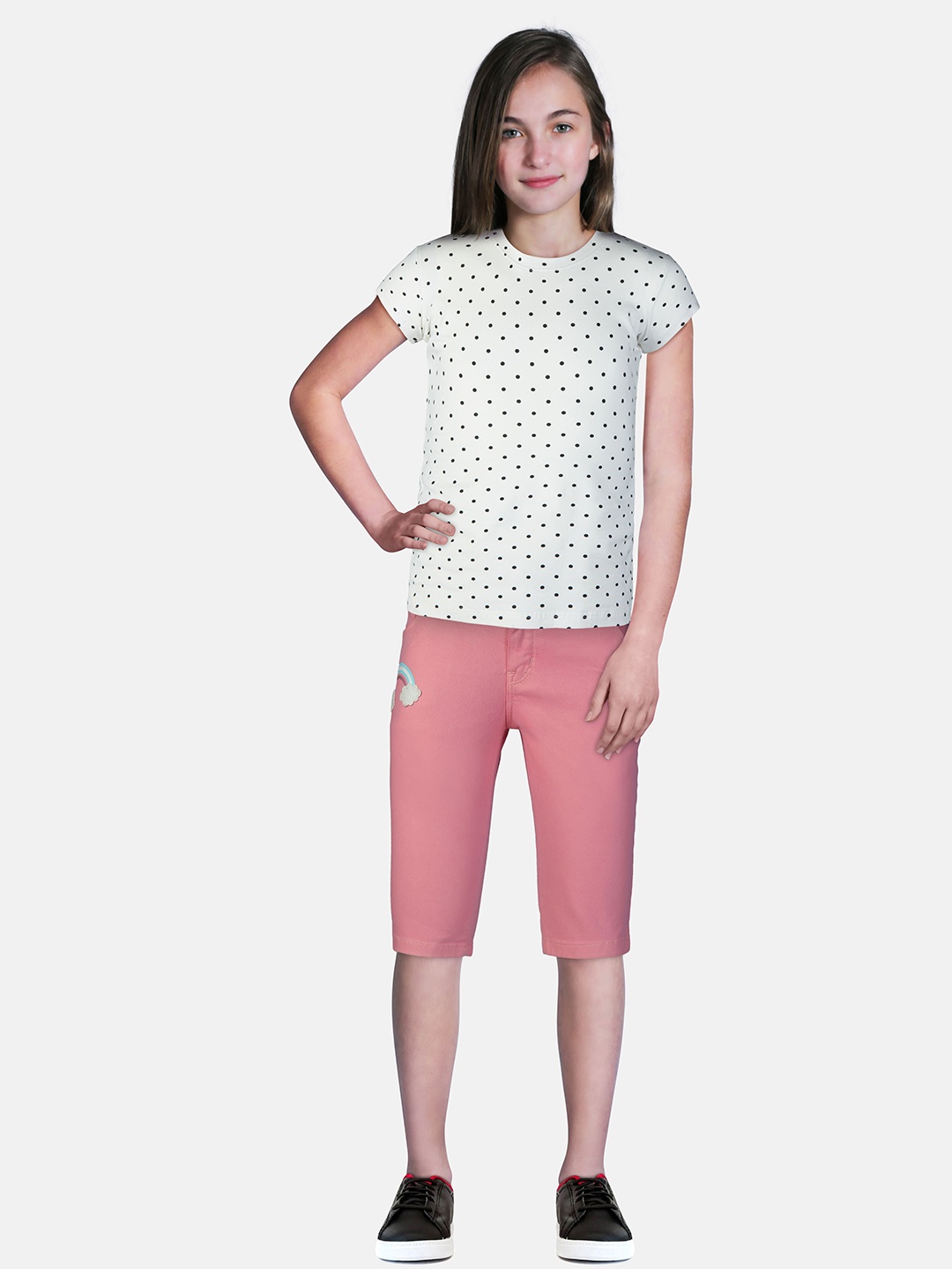 

Gini and Jony Girls Pink Printed Regular Fit Cotton Capris