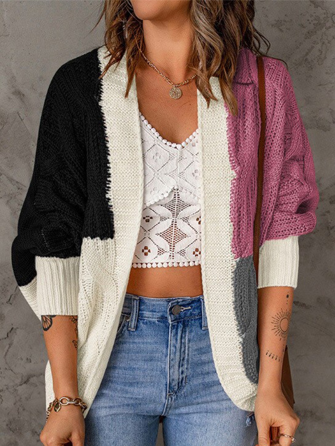 

StyleCast Women Black & White Colourblocked Longline Shrug